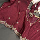 Khadi Silk Maroon Red Embroidery Stitched Ready-Made Blouse - BL000796
