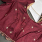 Khadi Silk Maroon Red Embroidery Stitched Ready-Made Blouse - BL000796