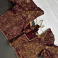 Deep Wine Burgundy with Antique Gold Stitched Ready-Made Blouse - BL000798