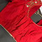 Red Net Maggam Work Silk Stitched Ready-Made Blouse - BL000802