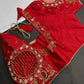Red Net Maggam Work Silk Stitched Ready-Made Blouse - BL000802