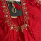 Red Net Maggam Work Silk Stitched Ready-Made Blouse - BL000802