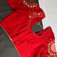Red Net Maggam Work Silk Stitched Ready-Made Blouse - BL000802