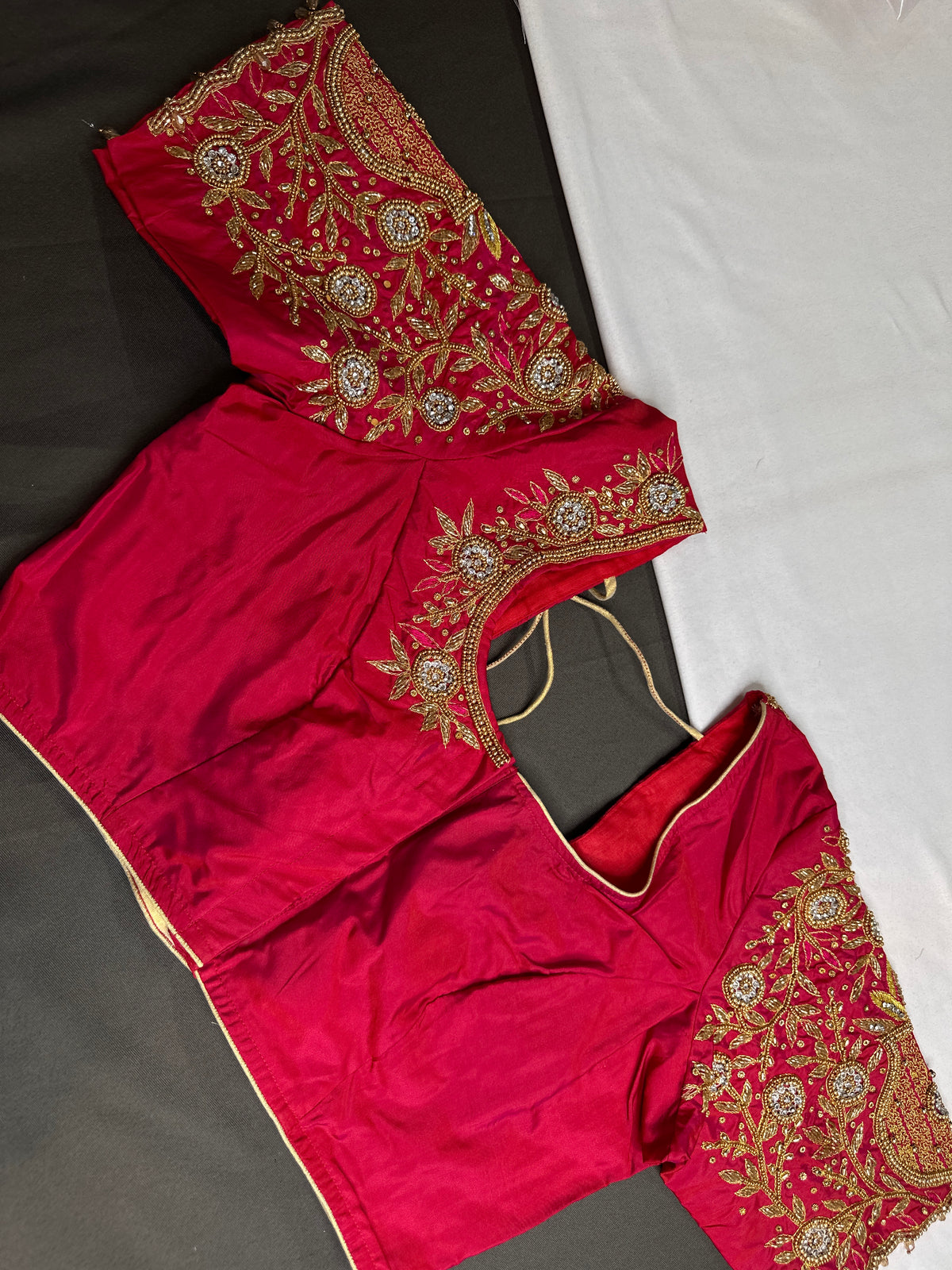 Pink Pattu Silk Maggam Aari Blouse - BL000804