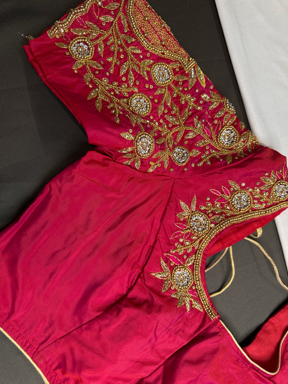 Pink Pattu Silk Maggam Aari Blouse - BL000804