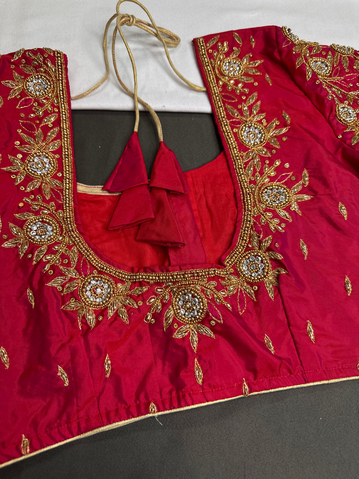 Pink Pattu Silk Maggam Aari Blouse - BL000804