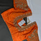 Orange Pattu Silk Maggam Aari Blouse - BL000805