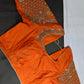 Orange Pattu Silk Maggam Aari Blouse - BL000805
