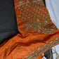 Orange Pattu Silk Maggam Aari Blouse - BL000805