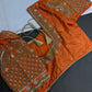 Orange Pattu Silk Maggam Aari Blouse - BL000805