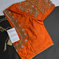 Orange Pattu Silk Maggam Aari Blouse - BL000805