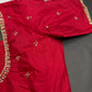 Red Pattu Silk Elegant Maggam Aari Blouse - BL000806