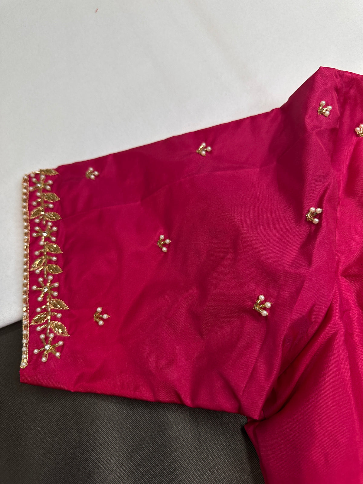 Pink Pattu Silk Elegant Maggam Aari Blouse - BL000808