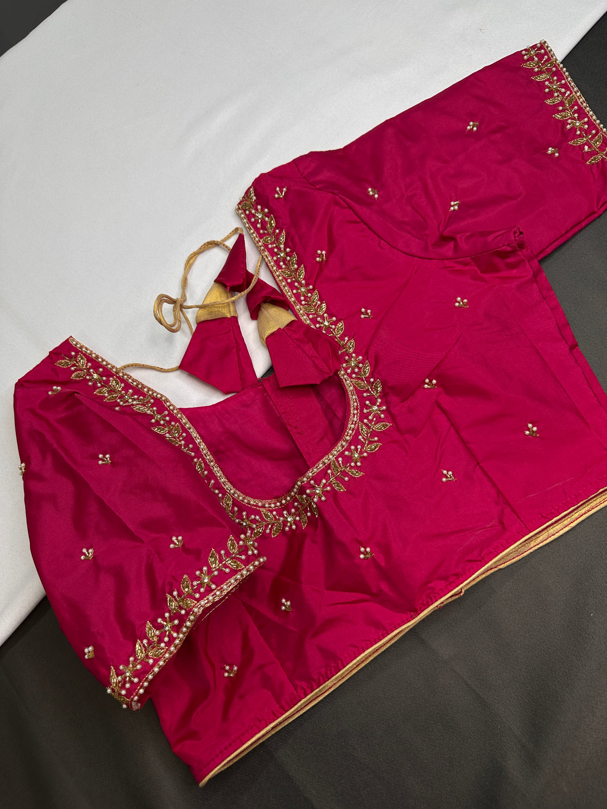 Pink Pattu Silk Elegant Maggam Aari Blouse - BL000808