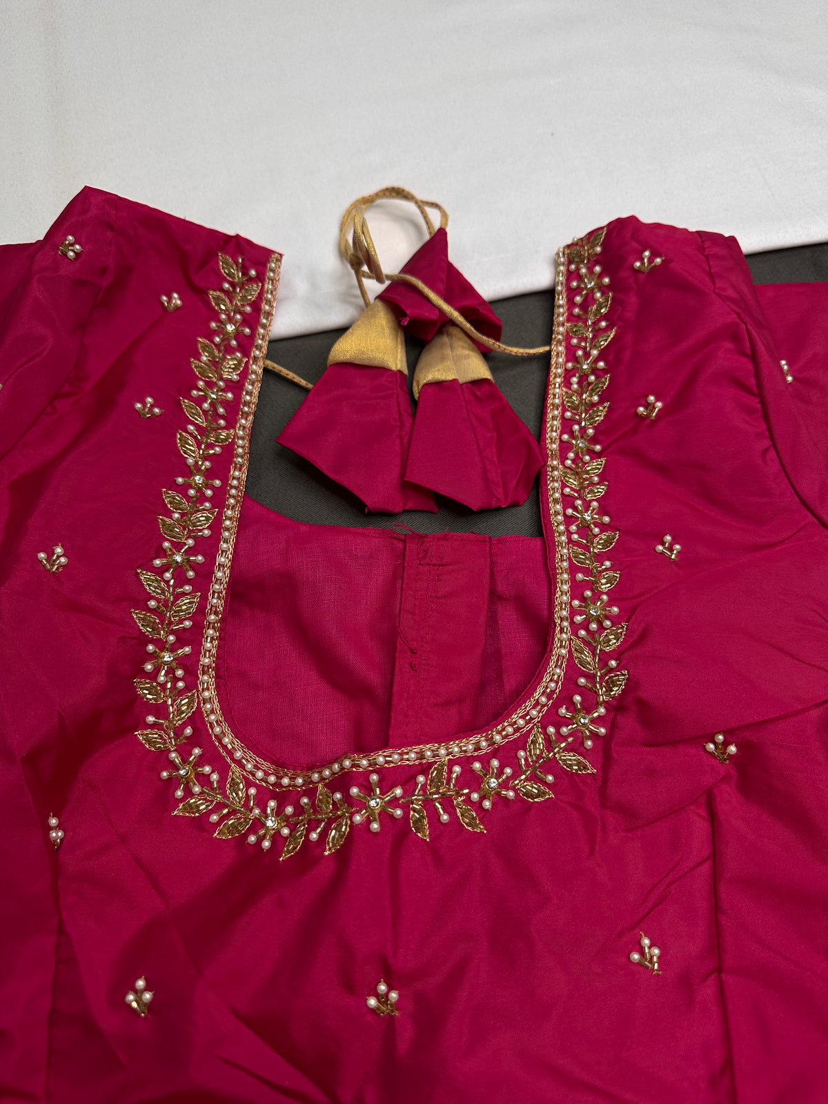 Pink Pattu Silk Elegant Maggam Aari Blouse - BL000808