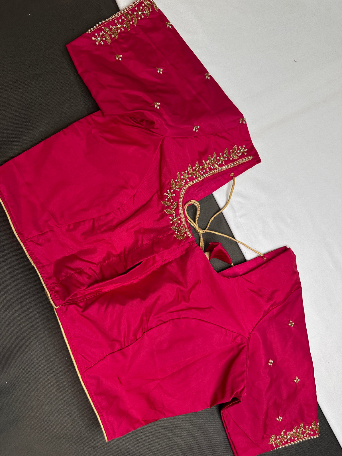 Pink Pattu Silk Elegant Maggam Aari Blouse - BL000808