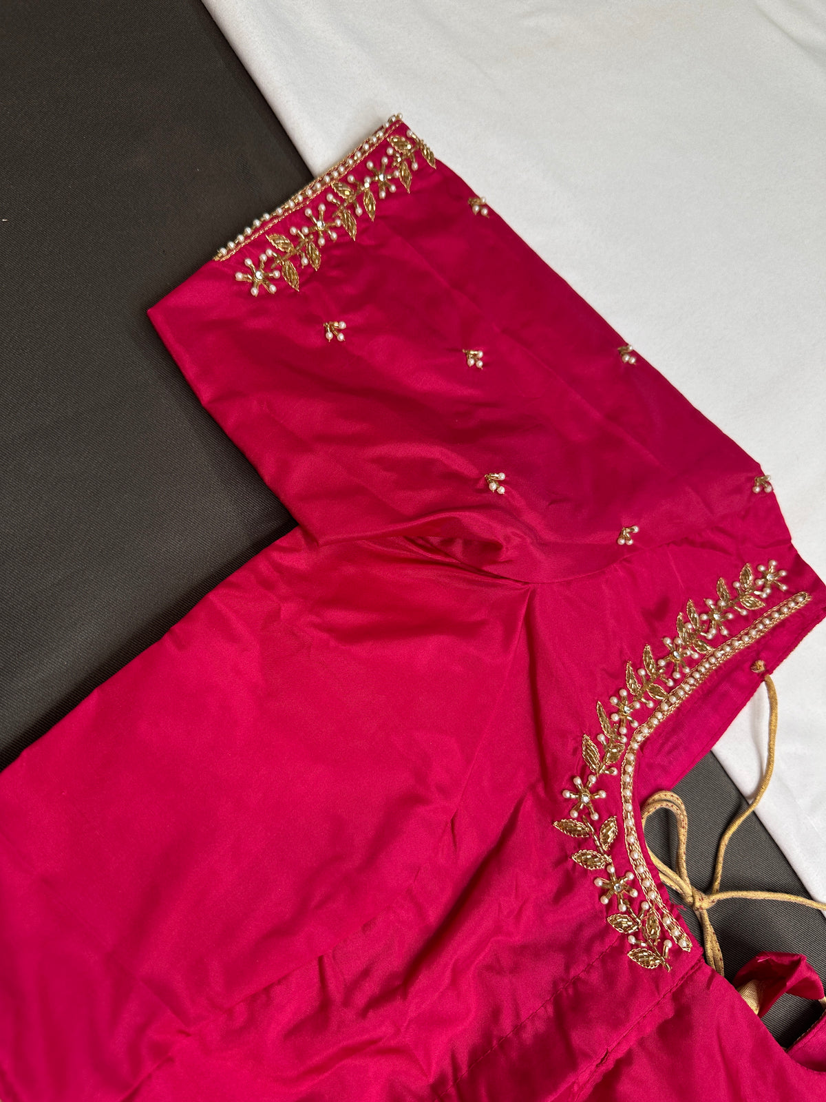Pink Pattu Silk Elegant Maggam Aari Blouse - BL000808