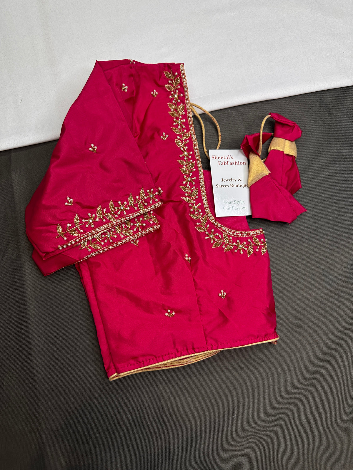 Pink Pattu Silk Elegant Maggam Aari Blouse - BL000808