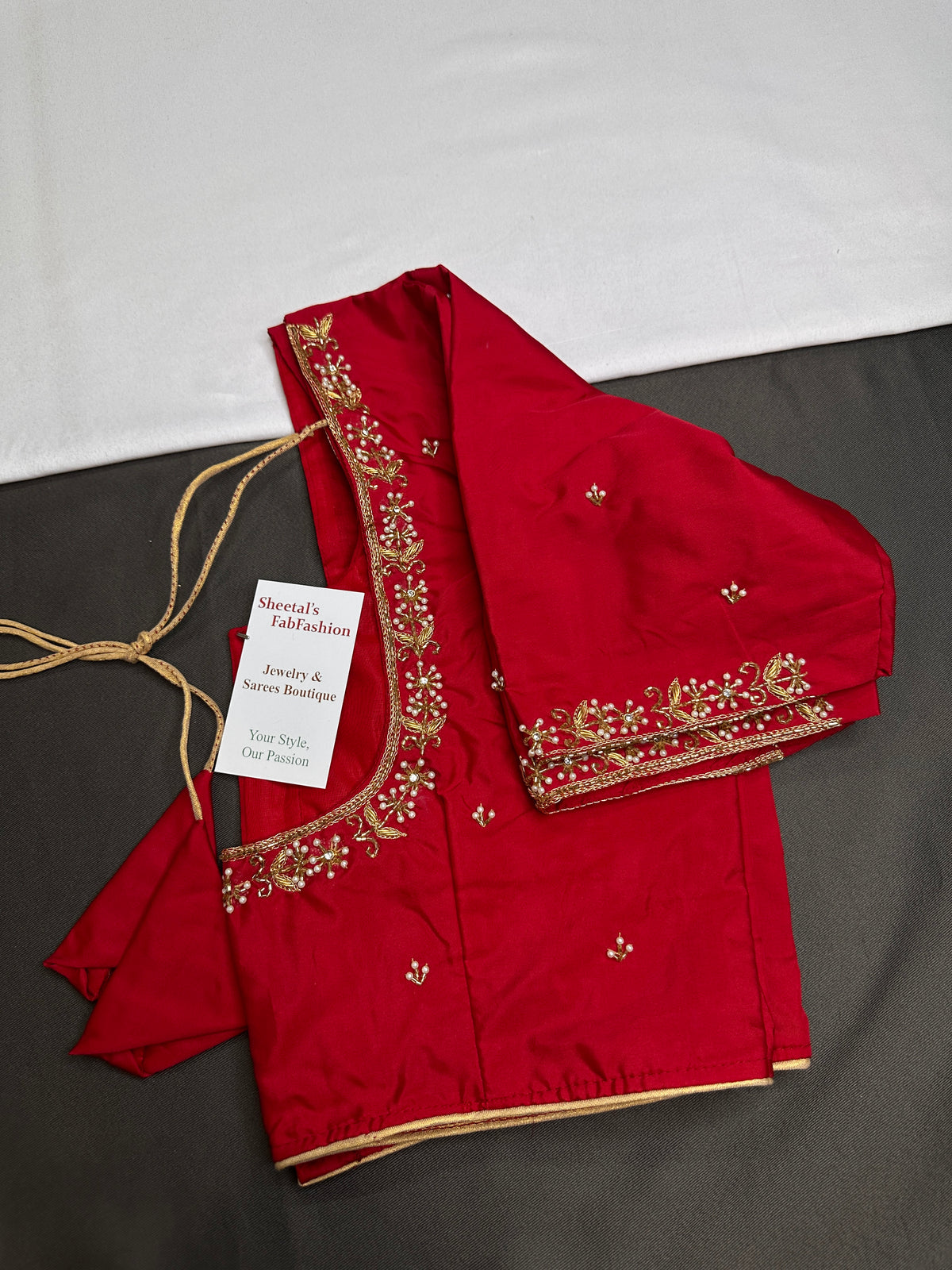 Red Pattu Silk Elegant Maggam Aari Blouse - BL000809