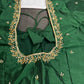 Green Pattu Silk Elegant Maggam Aari Blouse - BL000811
