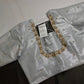 Silver Pattu Silk Elegant Maggam Aari Blouse - BL000813