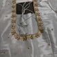 Silver Pattu Silk Elegant Maggam Aari Blouse - BL000813
