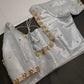 Silver Pattu Silk Elegant Maggam Aari Blouse - BL000813
