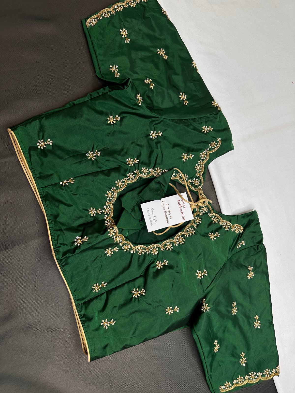 Green Pattu Silk Elegant Maggam Aari Blouse - BL000814