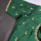 Green Pattu Silk Elegant Maggam Aari Blouse - BL000814