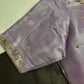 Lavender Purple Pattu Silk Elegant Maggam Aari Blouse - BL000815