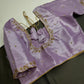 Lavender Purple Pattu Silk Elegant Maggam Aari Blouse - BL000815