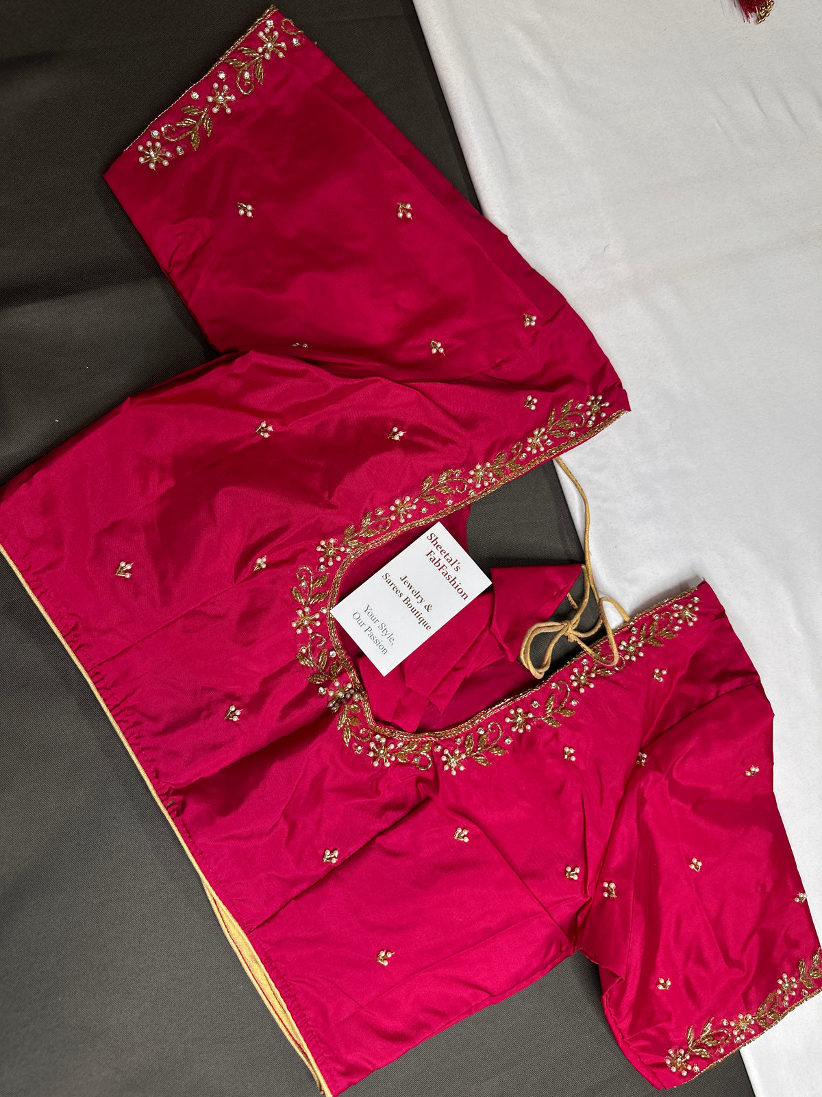 Pink Pattu Silk Elegant Maggam Aari Blouse - BL000816