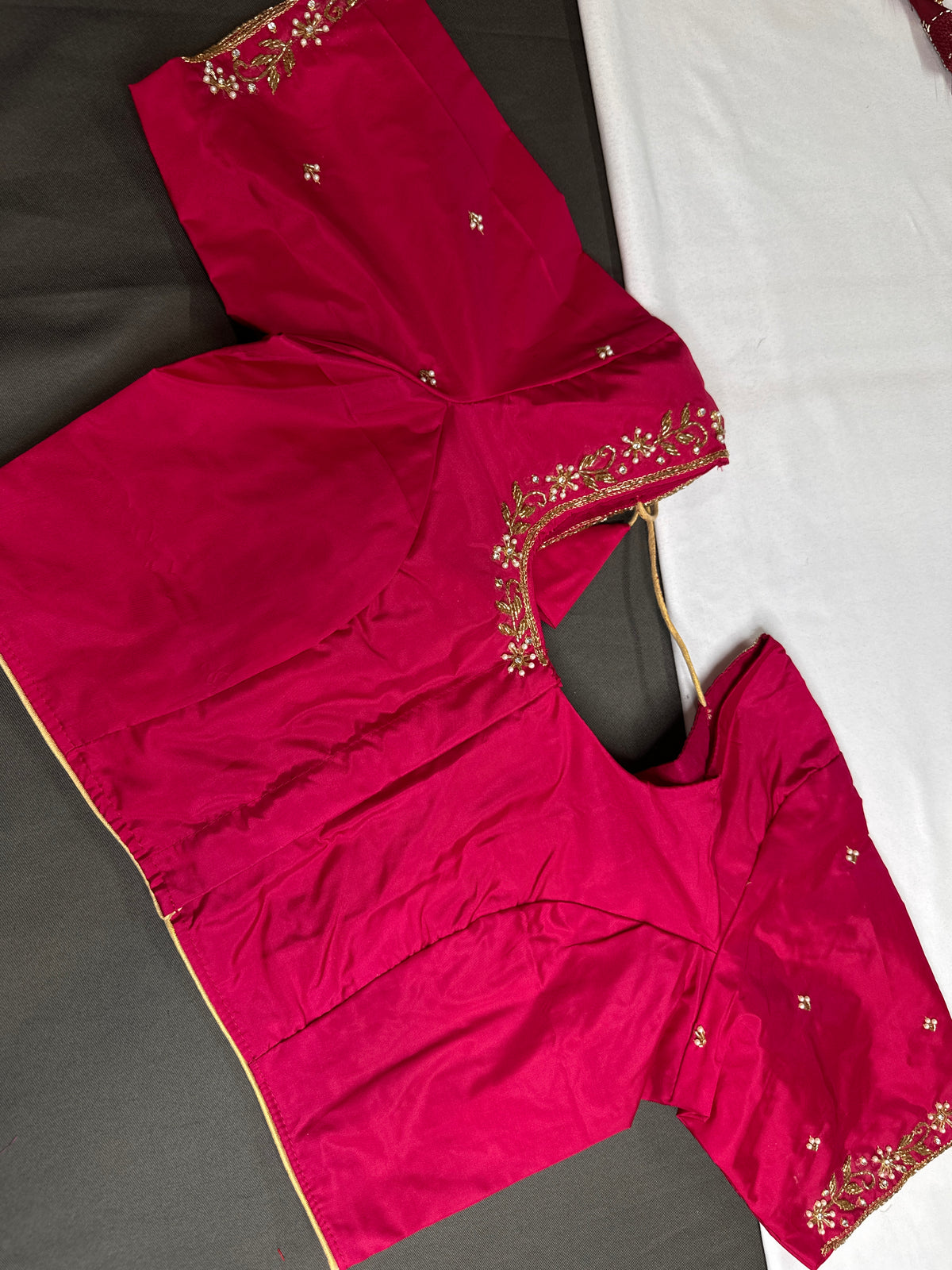 Pink Pattu Silk Elegant Maggam Aari Blouse - BL000816