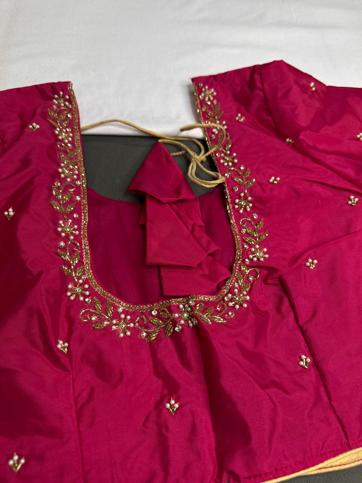 Pink Pattu Silk Elegant Maggam Aari Blouse - BL000816