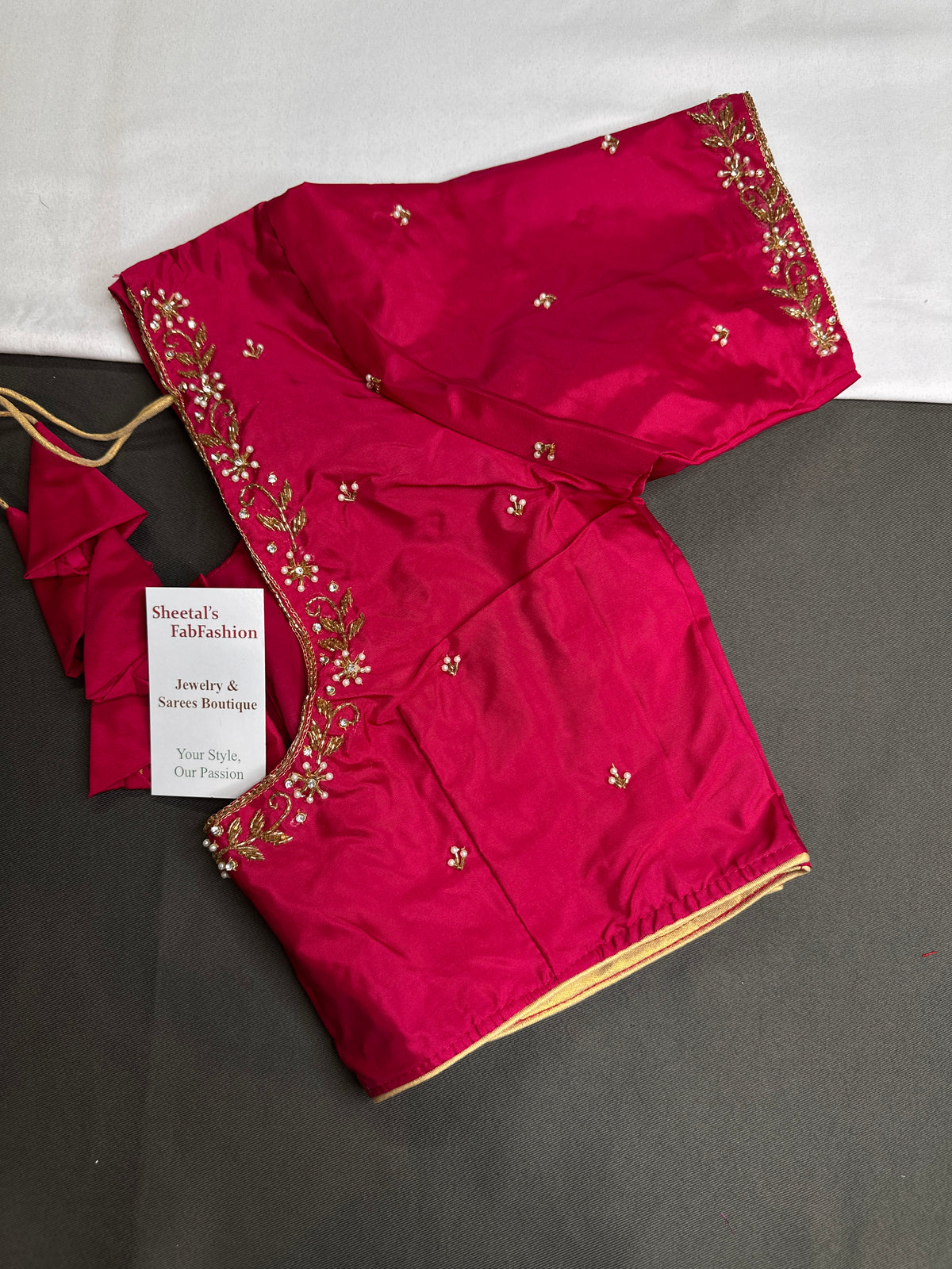 Pink Pattu Silk Elegant Maggam Aari Blouse - BL000816