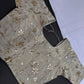 Beige Gold Sequins Embroidery Silk Blouse - 