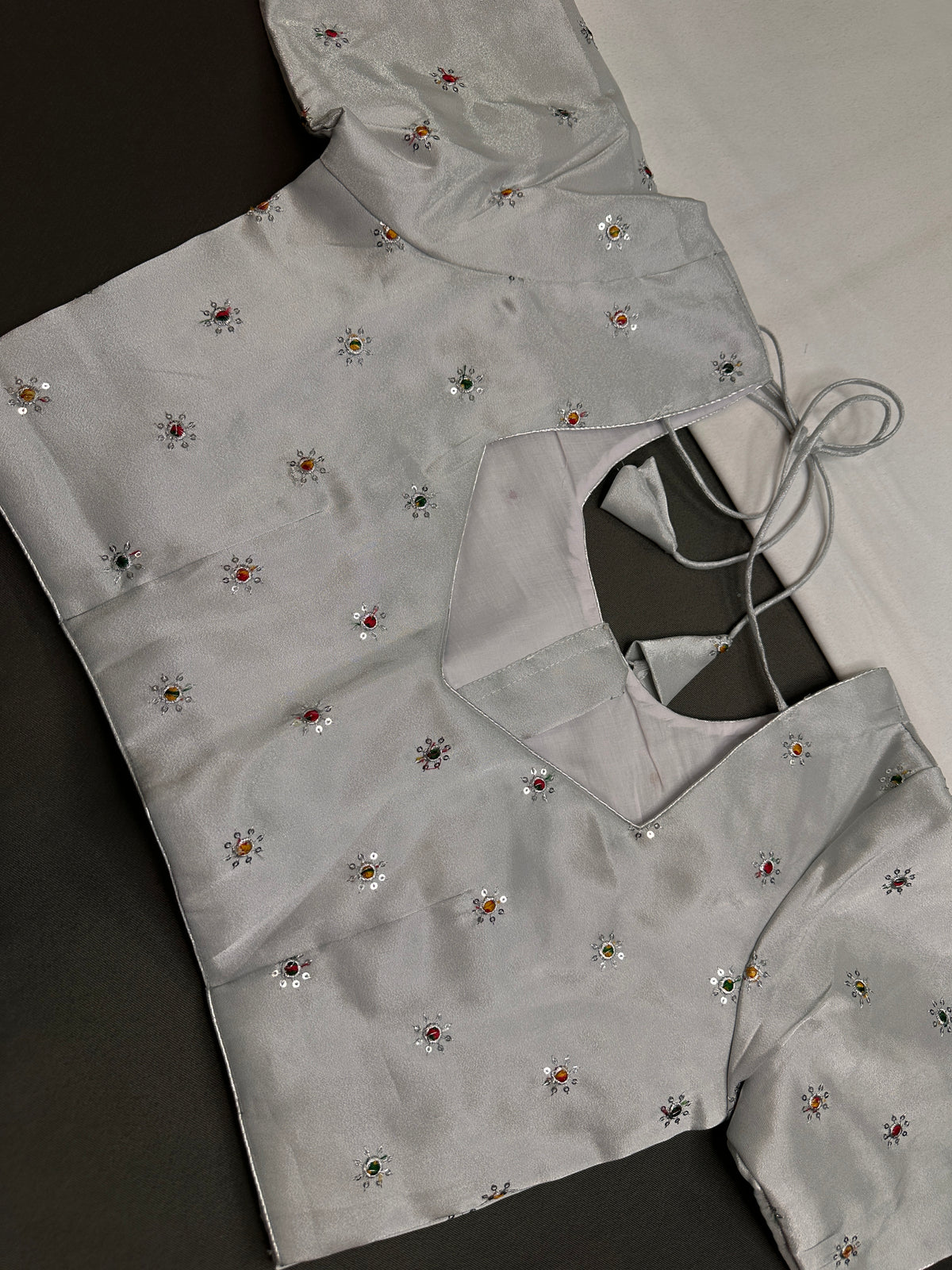 Silver Shinny Silk Blouse - 