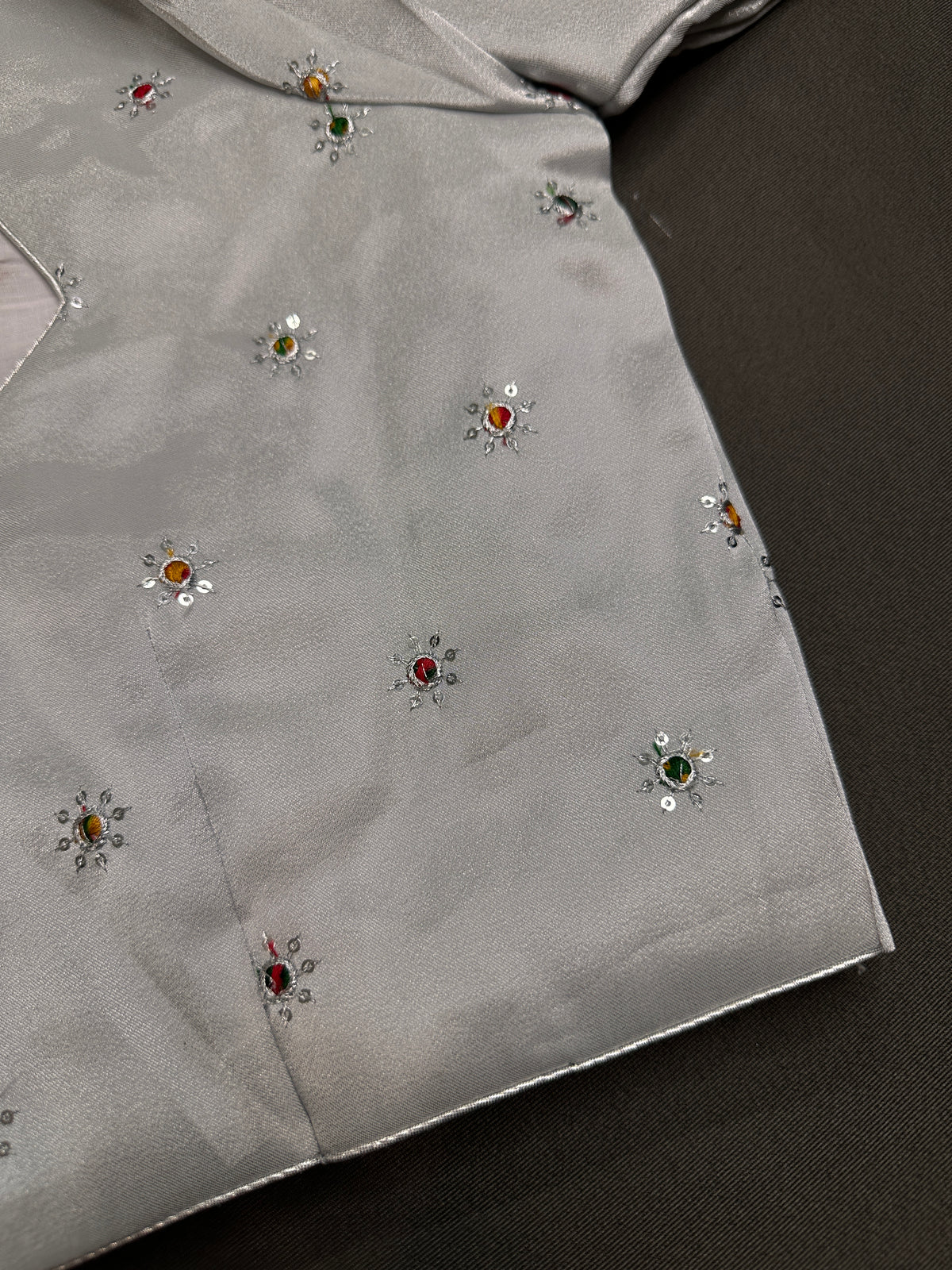 Silver Shinny Silk Blouse - 