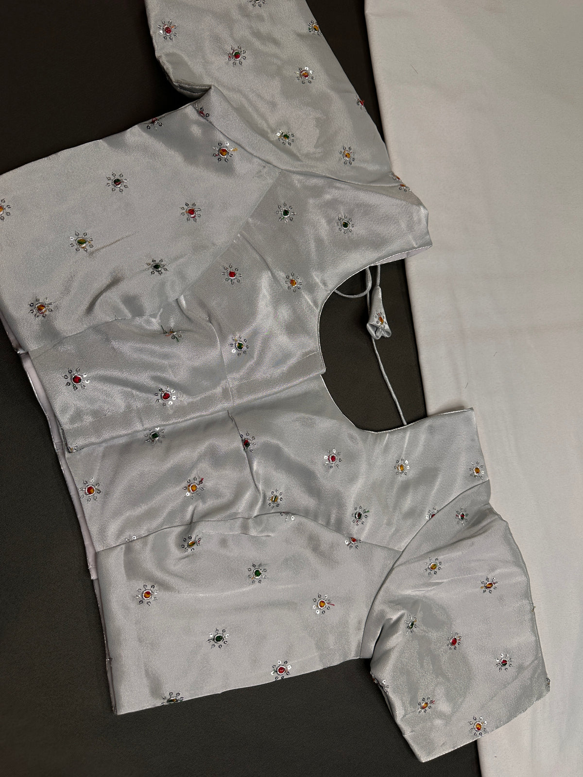 Silver Shinny Silk Blouse - 
