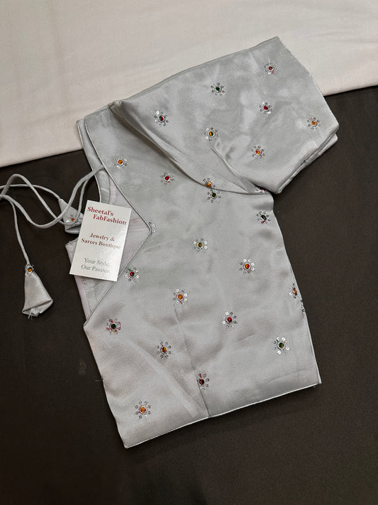 Silver Shinny Silk Blouse - 
