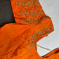 Orange Maggam Work Silk Blouse - 