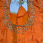 Orange Maggam Work Silk Blouse - 