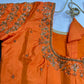 Orange Maggam Work Silk Blouse - 