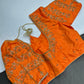 Orange Maggam Work Silk Blouse - 