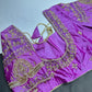 Lavender Purple Maggam Work Silk Blouse - 