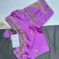 Lavender Purple Maggam Work Silk Blouse - 