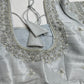 Silver Kardana Maggam Work Silk Blouse - 