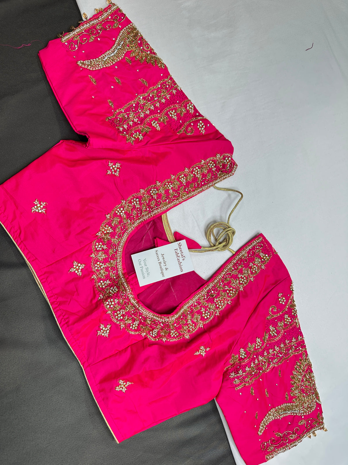 Rani Pink Kardana Maggam Work Silk Blouse - 