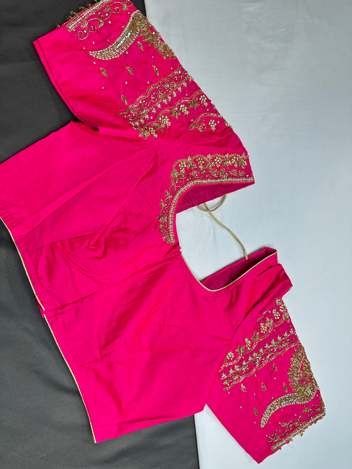 Rani Pink Kardana Maggam Work Silk Blouse - 