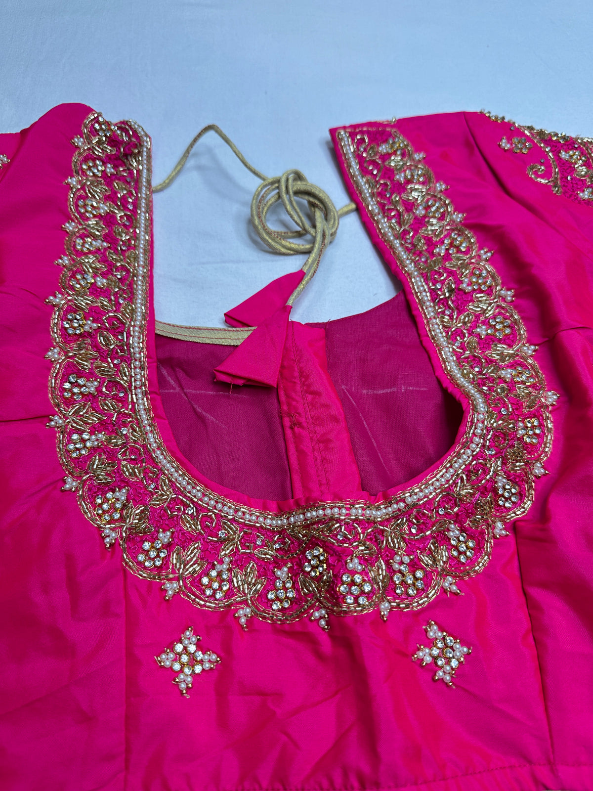 Rani Pink Kardana Maggam Work Silk Blouse - 